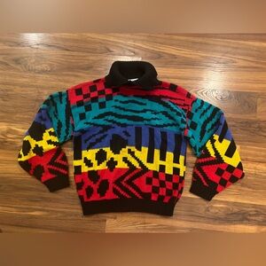 VTG KNITWORKS  Women Size M Multicolored Crewneck Knit Sweater Made In USA